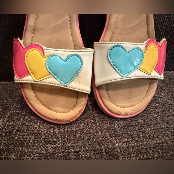 Gymboree Kids Sandals with Heart Accents - Pink, Yellow, Blue/size 13 - Picture 5 of 10